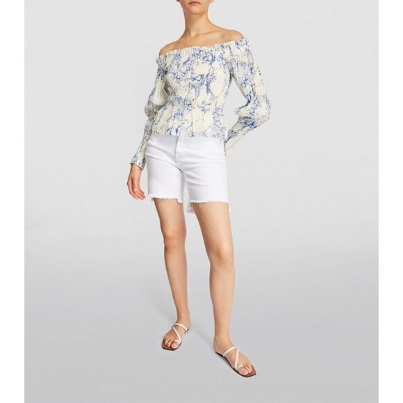 All Saints Blue and White Off-Shoulder Blouse - Picture 10 of 16